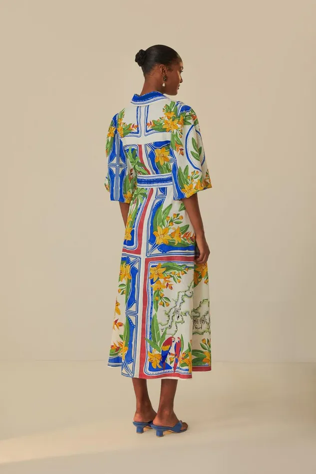 Women Midi Dresses Farm Rio OffWhite Tropical Destination Midi Dress