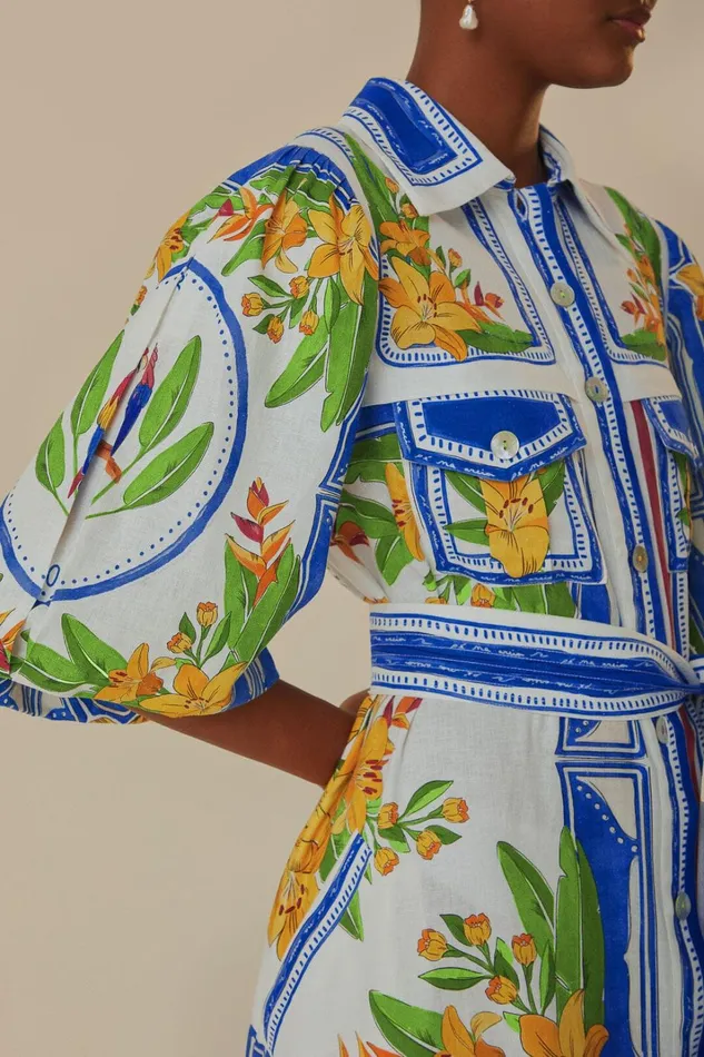 Women Midi Dresses Farm Rio OffWhite Tropical Destination Midi Dress