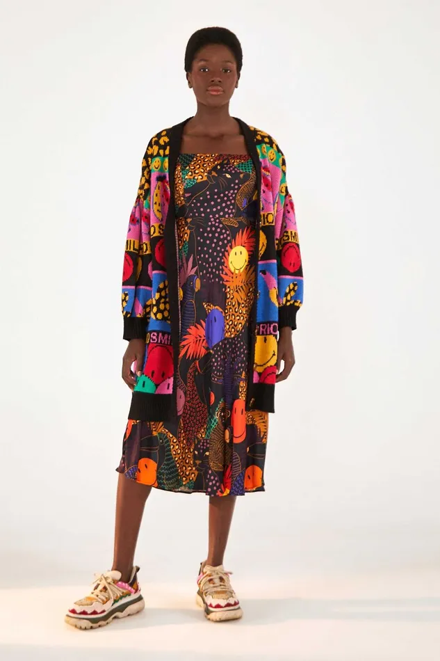 Women Midi Dresses Farm Rio Pop Jungle Smiley Midi Dress