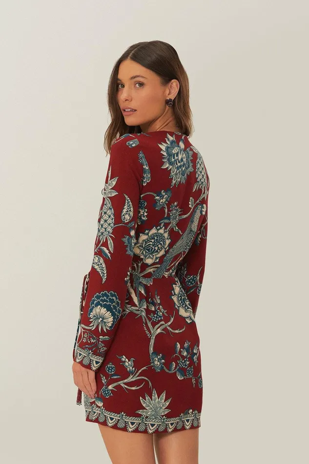 Women Mini Dresses Farm Rio Red Tropical Landing Wrap Mini Dress