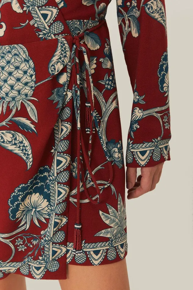 Women Mini Dresses Farm Rio Red Tropical Landing Wrap Mini Dress