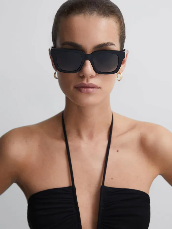Women Missoni Eyewear Rectangular Zigzag Sunglasses Black Reiss Sunglasses