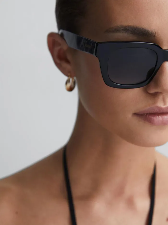 Women Missoni Eyewear Rectangular Zigzag Sunglasses Black Reiss Sunglasses