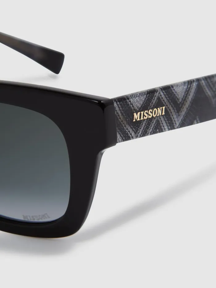 Women Missoni Eyewear Rectangular Zigzag Sunglasses Black Reiss Sunglasses