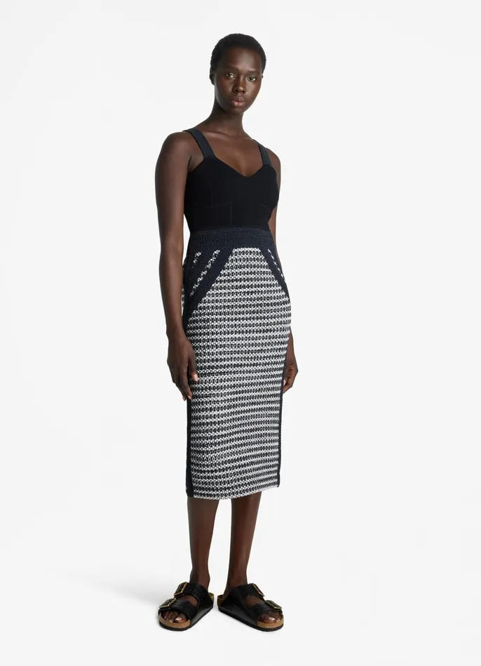Women Mixed Stretch Knit Dress Blackivory Multi St John Knit Dresses Women Mixed Stretch Knit Dress Blackivory Multi St John Knit Dresses