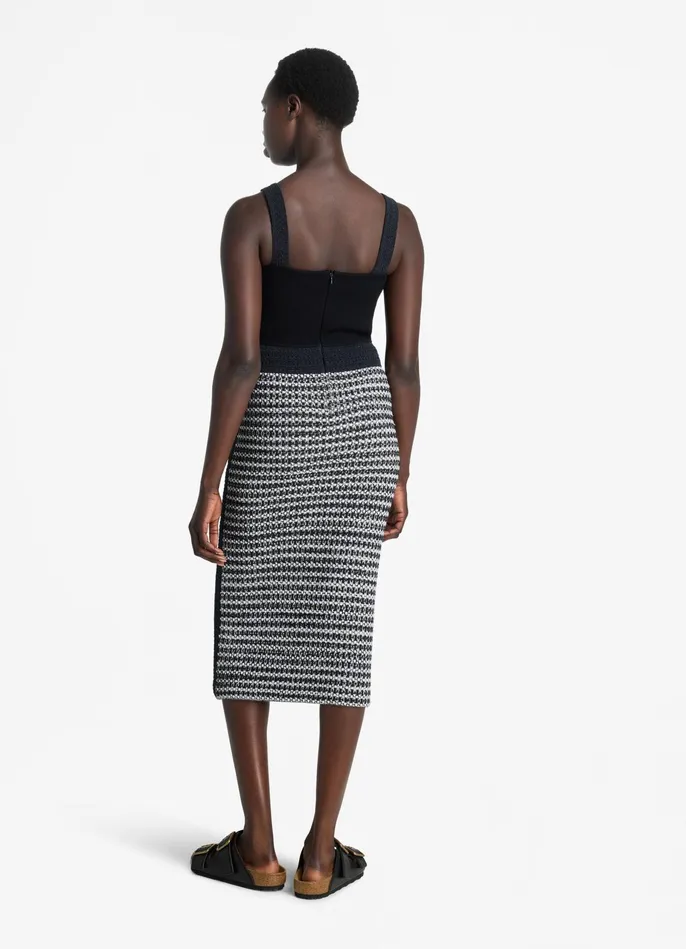Women Mixed Stretch Knit Dress Blackivory Multi St John Knit Dresses Women Mixed Stretch Knit Dress Blackivory Multi St John Knit Dresses