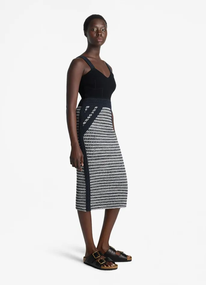 Women Mixed Stretch Knit Dress Blackivory Multi St John Knit Dresses Women Mixed Stretch Knit Dress Blackivory Multi St John Knit Dresses