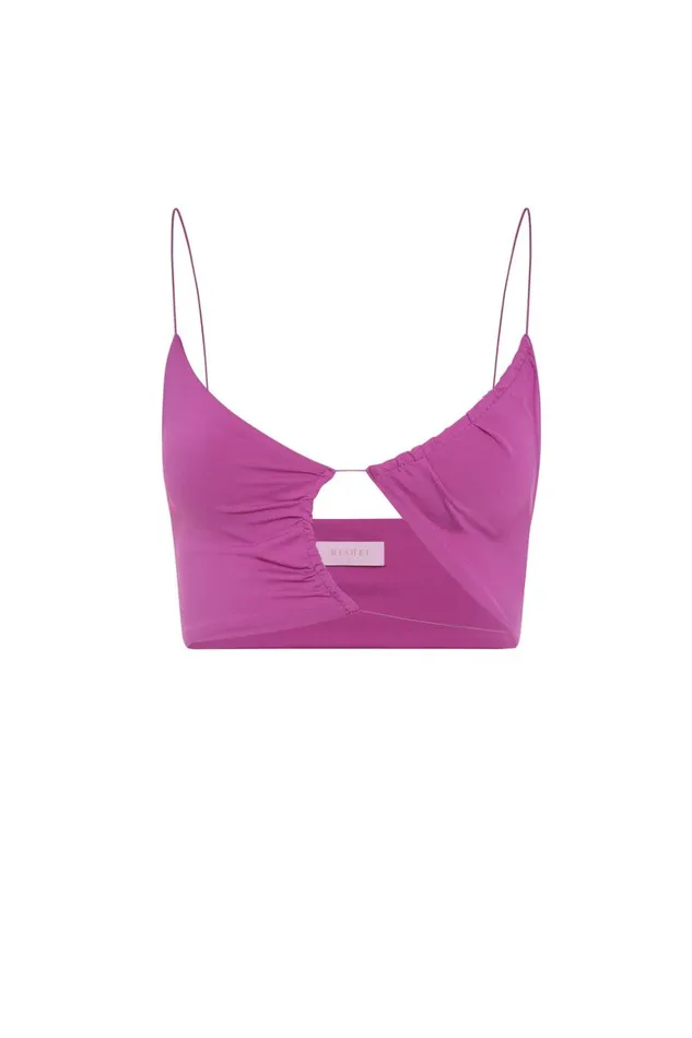 Women Montana Ruched Cut Out Crop Top 8211 Violet Violet Meshki Crop Tops