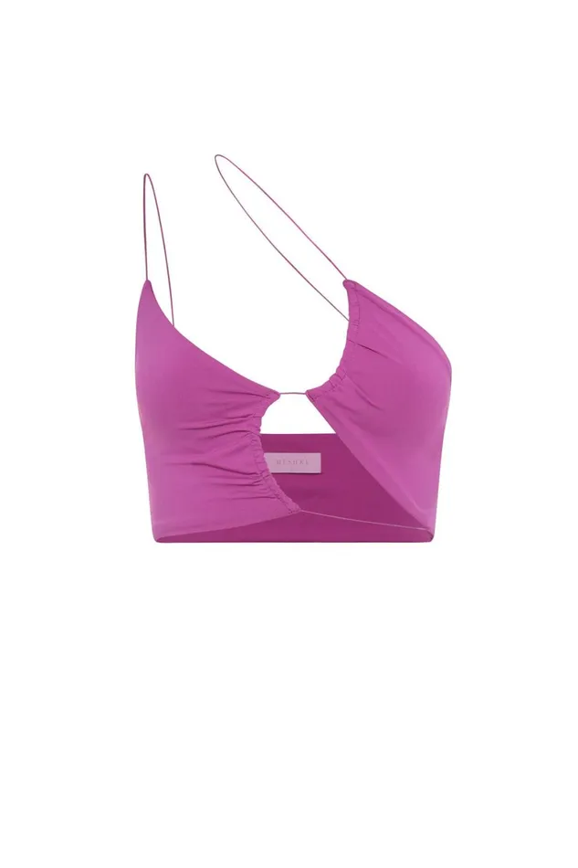 Women Montana Ruched Cut Out Crop Top 8211 Violet Violet Meshki Crop Tops