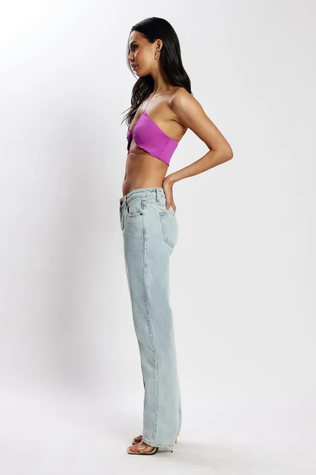 Women Montana Ruched Cut Out Crop Top 8211 Violet Violet Meshki Crop Tops