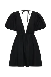 Women Myrah Puff Sleeve Linen Mini Dress 8211 Black Black Meshki Mini Dresses
