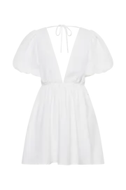 Women Myrah Puff Sleeve Linen Mini Dress 8211 White White Meshki Mini Dresses