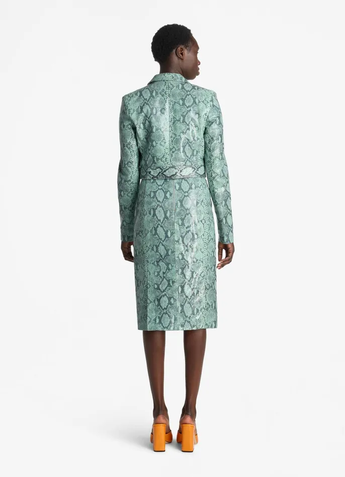 Women Nappa Leather Snake Print Jacket Dusty Aqua Snake St John Jackets and Coats Women Nappa Leather Snake Print Jacket Dusty Aqua Snake St John Jackets and Coats