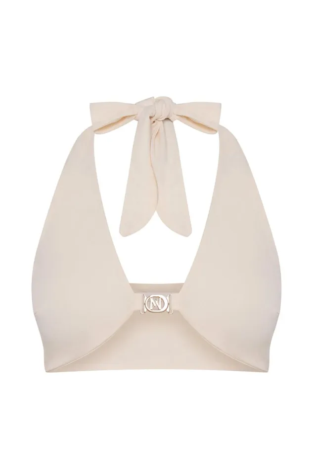 Women Nicole Halter Crop Top 8211 Bone Bone Meshki Crop Tops