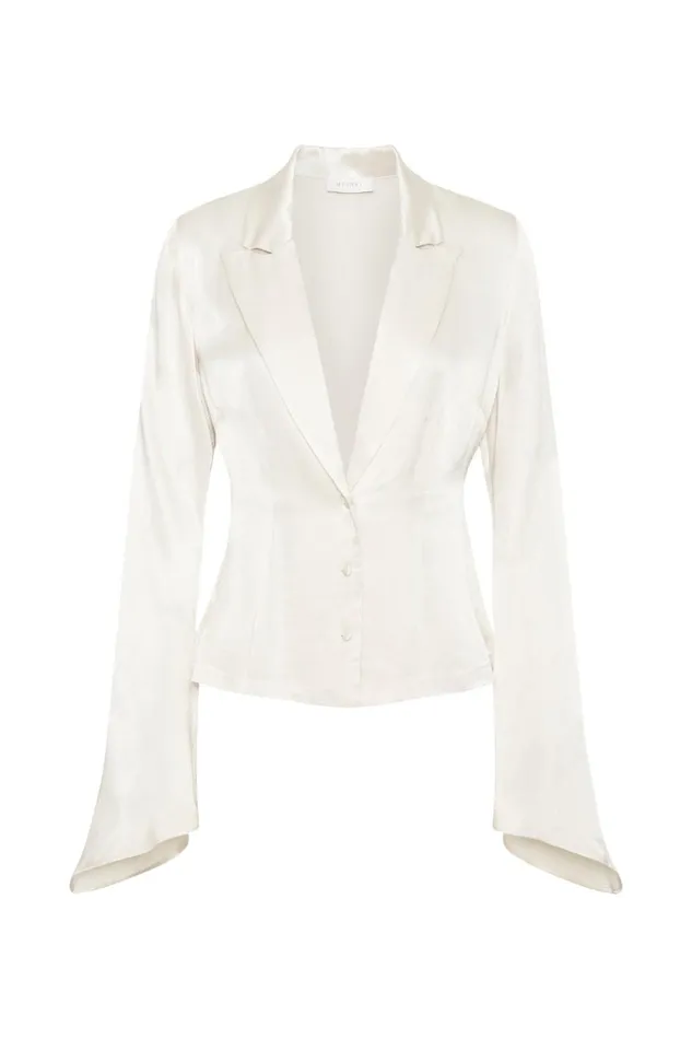 Women Noa Collared Long Sleeve Shirt 8211 Ivory Ivory Meshki Bachelorette