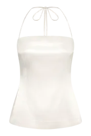 Women Noemi Longline Satin Halter Neck Top 8211 Ivory Ivory Meshki Sleeveless Tops