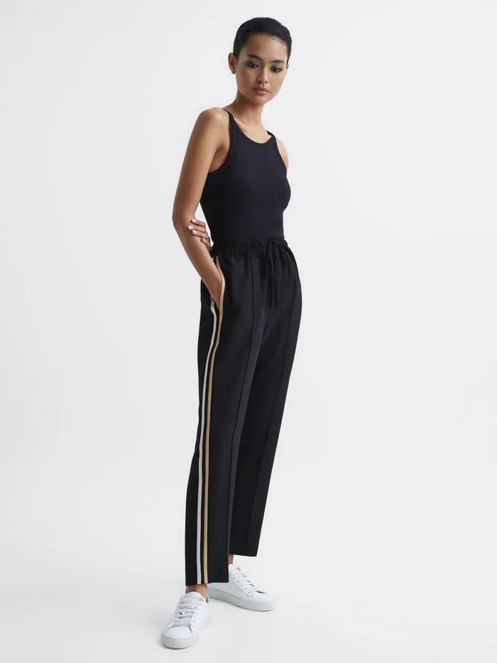 Women Odell Taper Tapered Leg Pullon Trousers Black Reiss Trousers