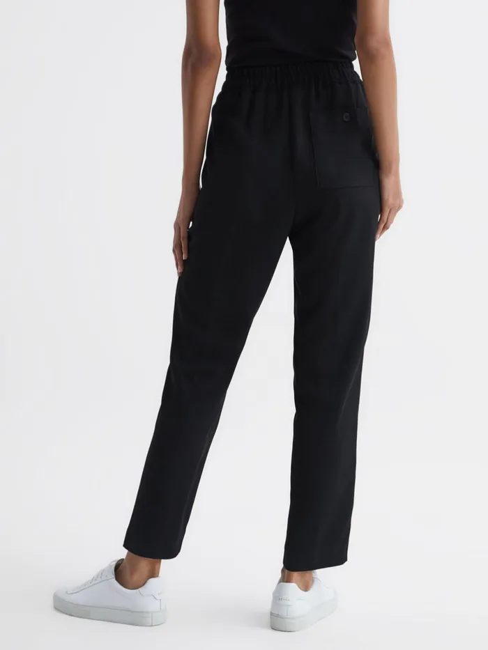 Women Odell Taper Tapered Leg Pullon Trousers Black Reiss Trousers