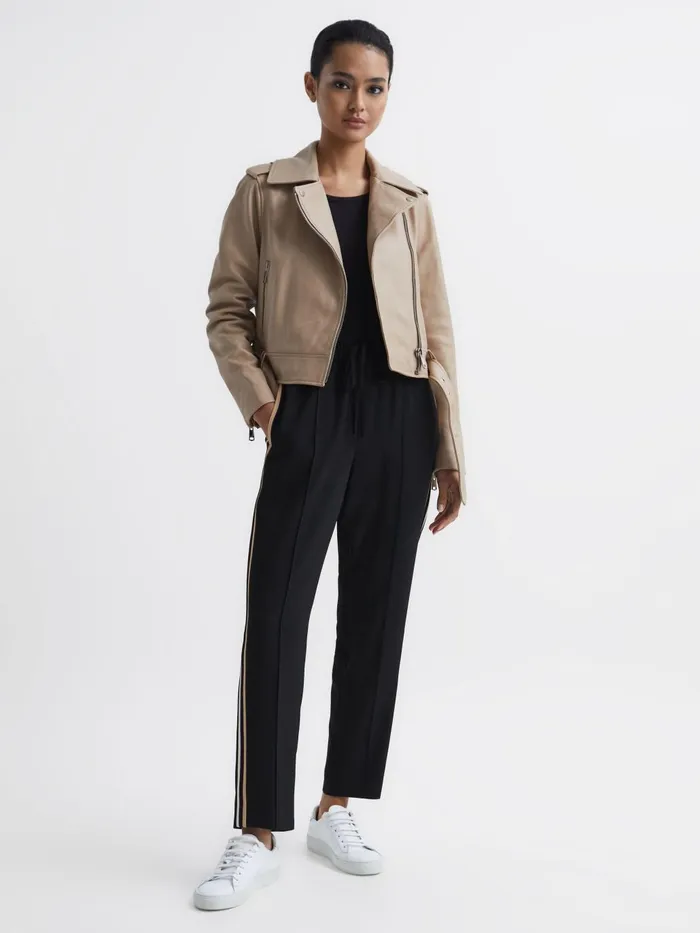 Women Odell Taper Tapered Leg Pullon Trousers Black Reiss Trousers