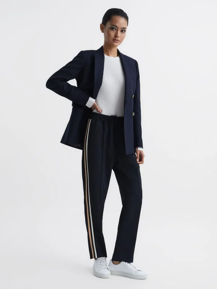 Women Odell Taper Tapered Leg Pullon Trousers Navy Reiss Trousers