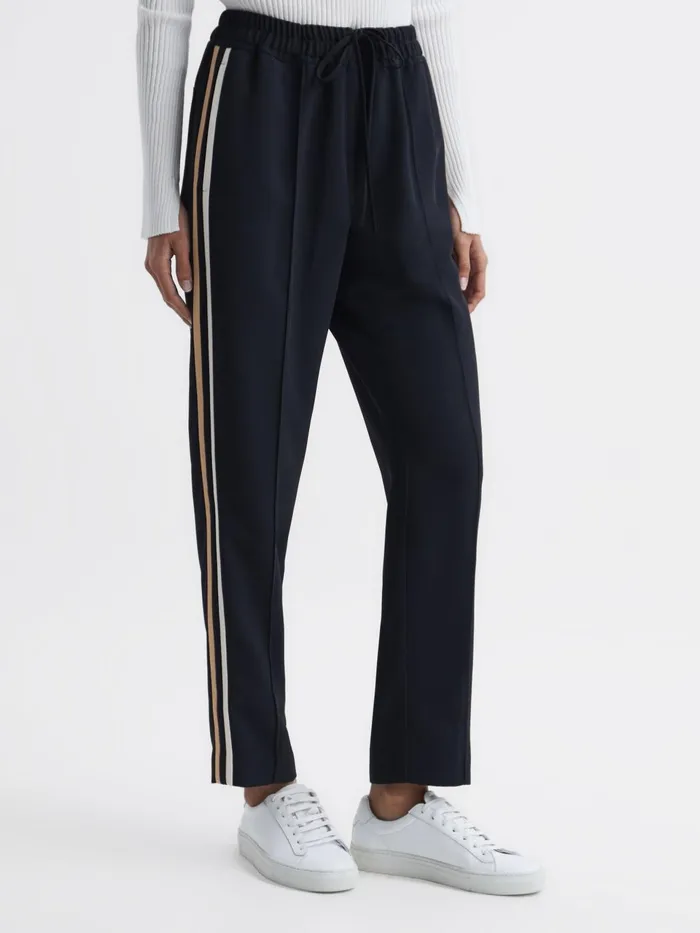 Women Odell Taper Tapered Leg Pullon Trousers Navy Reiss Trousers
