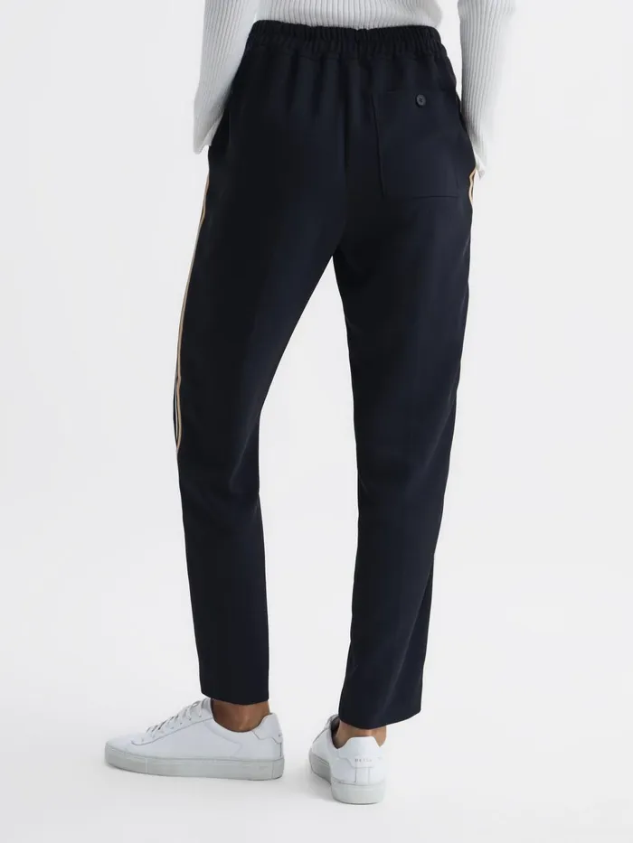 Women Odell Taper Tapered Leg Pullon Trousers Navy Reiss Trousers