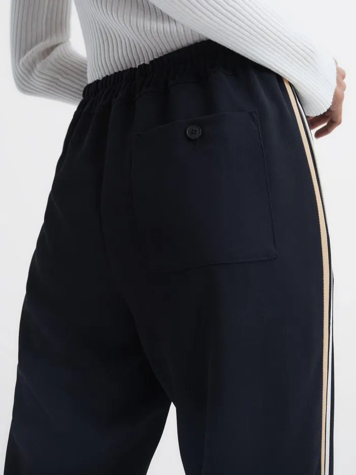 Women Odell Taper Tapered Leg Pullon Trousers Navy Reiss Trousers