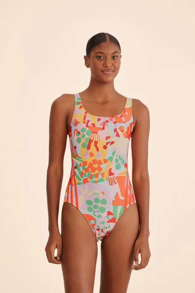 Women OnePiece Swimsuits Farm Rio Adidas Farm Swimsuit Pearl Citrine