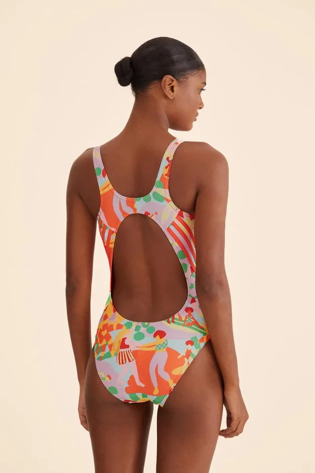 Women OnePiece Swimsuits Farm Rio Adidas Farm Swimsuit Pearl Citrine