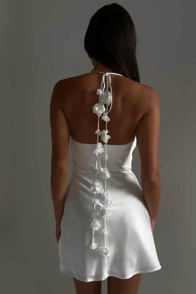 Women Otillie Rose Halter Mini Dress 8211 White White Meshki Mini Dresses