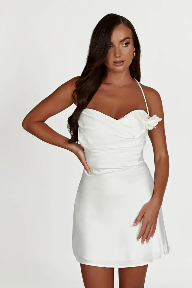 Women Otillie Rose Halter Mini Dress 8211 White White Meshki Mini Dresses