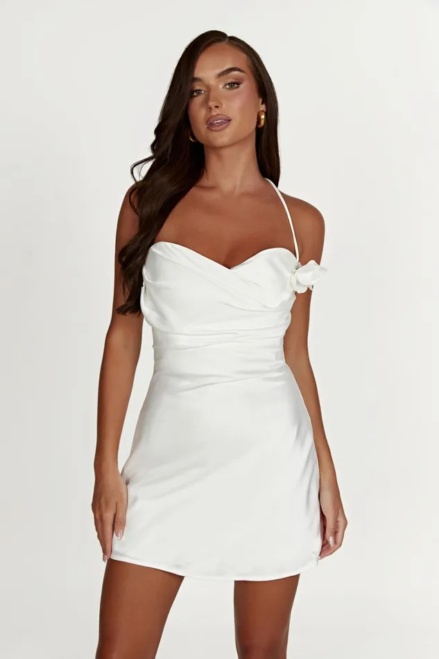 Women Otillie Rose Halter Mini Dress 8211 White White Meshki Mini Dresses