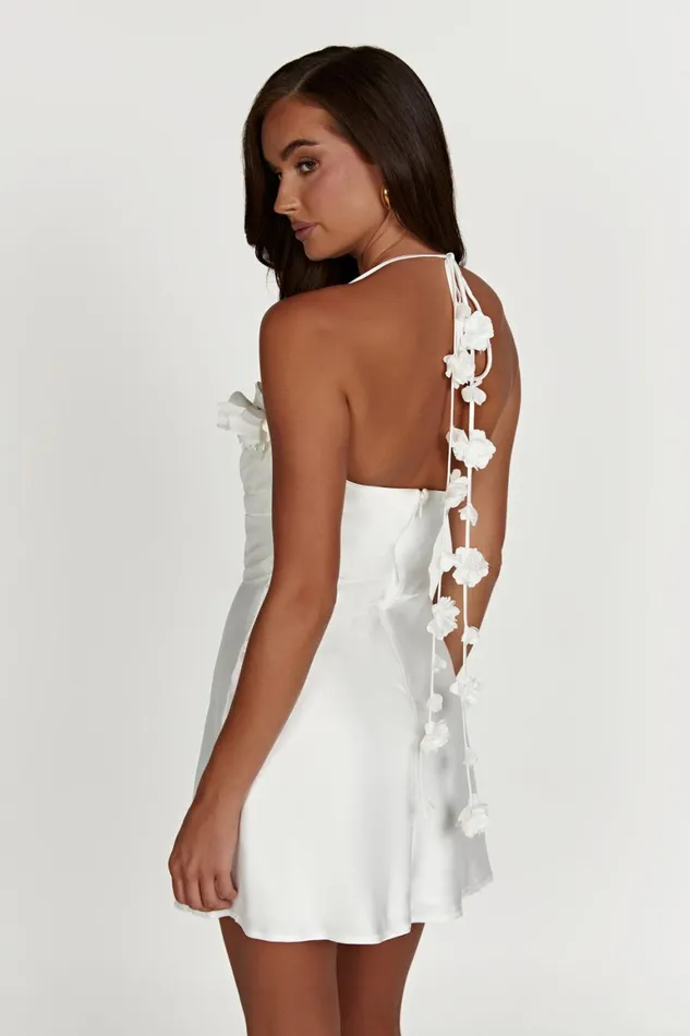 Women Otillie Rose Halter Mini Dress 8211 White White Meshki Mini Dresses