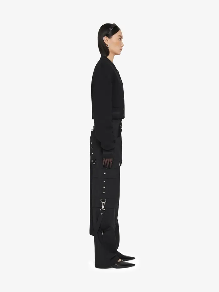 Women Outerwear and Blousons Givenchy Cropped Varsity Jacket In Wool With Rhinestones Black