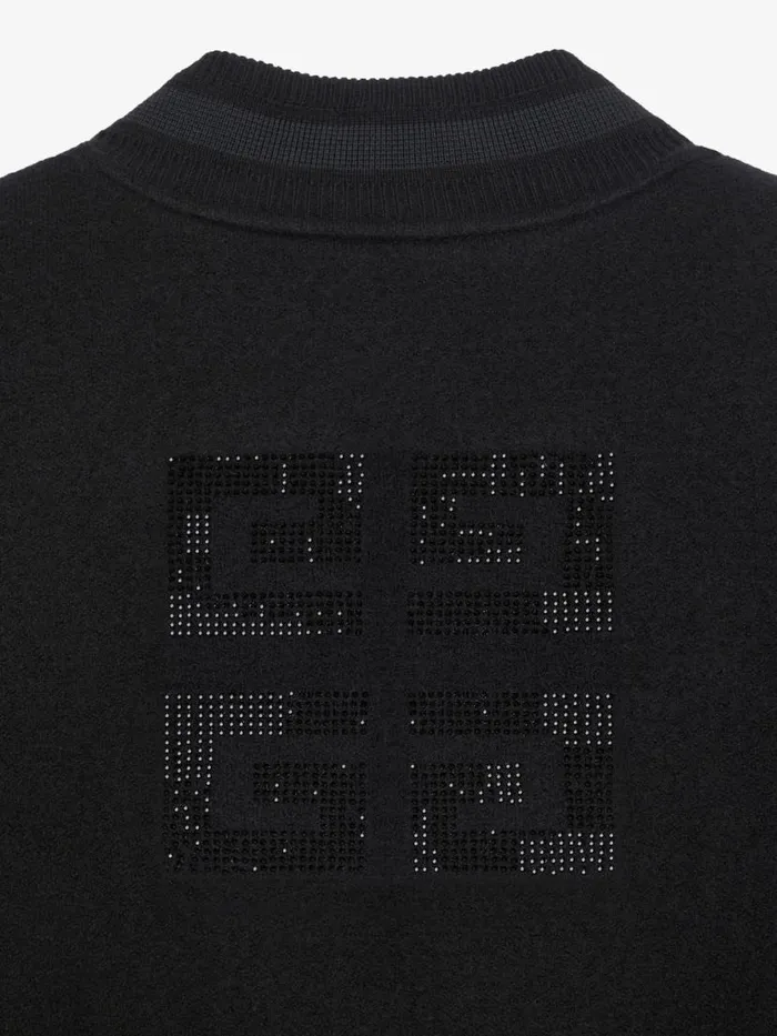 Women Outerwear and Blousons Givenchy Cropped Varsity Jacket In Wool With Rhinestones Black