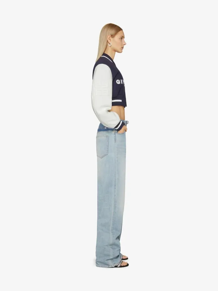 Women Outerwear and Blousons Givenchy GIVENCHY Cropped Varsity Jacket In Wool And Leather Navywhite