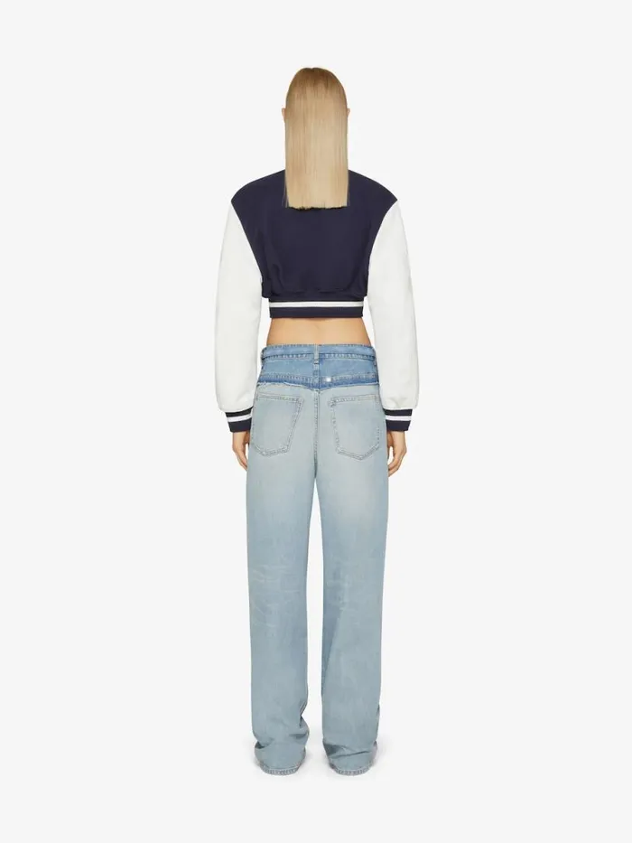 Women Outerwear and Blousons Givenchy GIVENCHY Cropped Varsity Jacket In Wool And Leather Navywhite