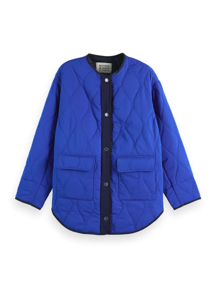 Women Oversized Onion Quilt Liner Jacket Electric Blue Scotch and Soda Jackets and Coats Women Oversized Onion Quilt Liner Jacket Electric Blue Scotch and Soda Jackets and Coats
