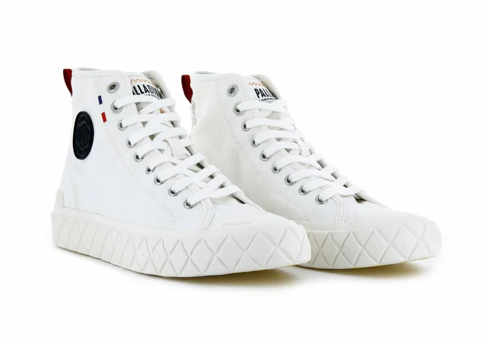 Women Palladium Boots Palla Ace Canvas Mid Star White