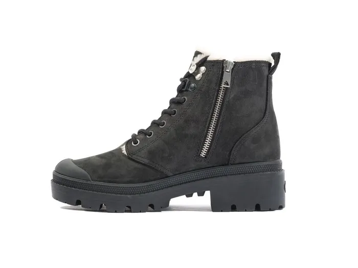 Women Palladium Boots Pallabase Nubuck Zip Wl Black