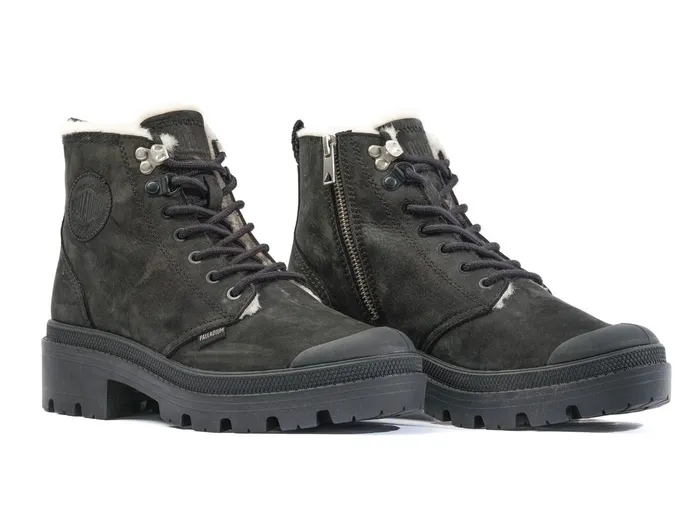 Women Palladium Boots Pallabase Nubuck Zip Wl Black