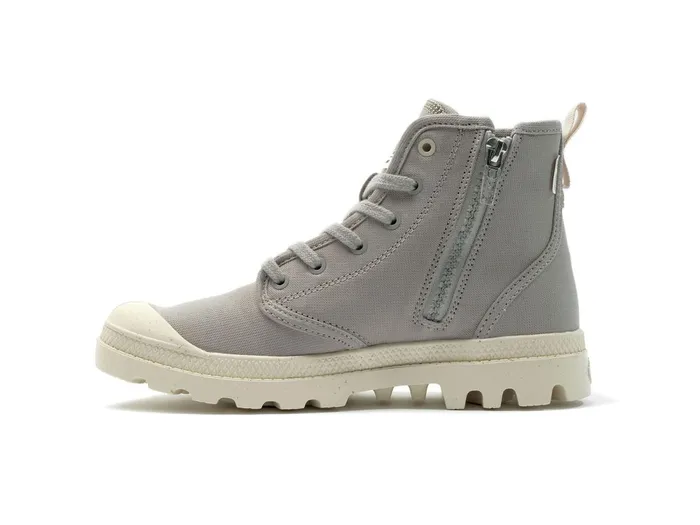 Women Palladium Boots Pampa Hi Zip Organic Grey Berry