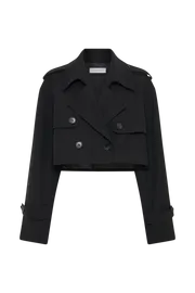 Women Palmer Cropped Trench Coat 8211 Black Black Meshki Coats and Jackets