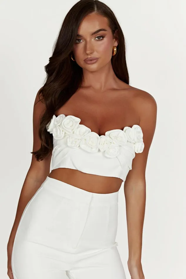 Women Paloma Rose Crop Top 8211 White White Meshki Bachelorette