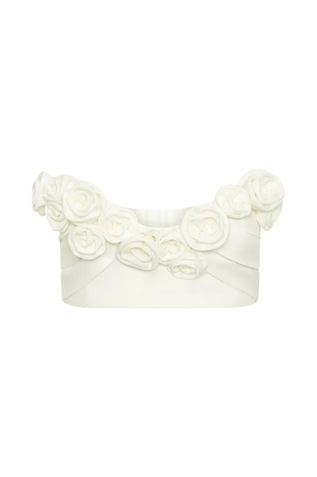 Women Paloma Rose Crop Top 8211 White White Meshki Bachelorette