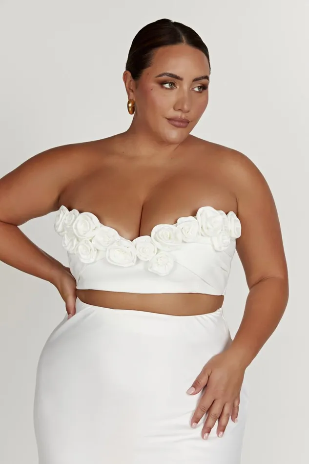 Women Paloma Rose Crop Top 8211 White White Meshki Bachelorette
