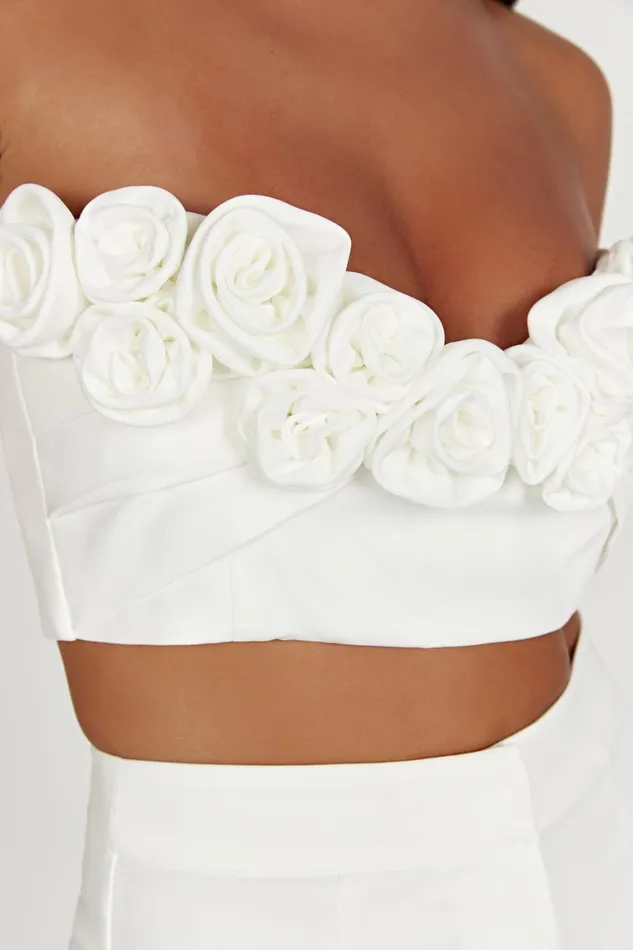 Women Paloma Rose Crop Top 8211 White White Meshki Bachelorette