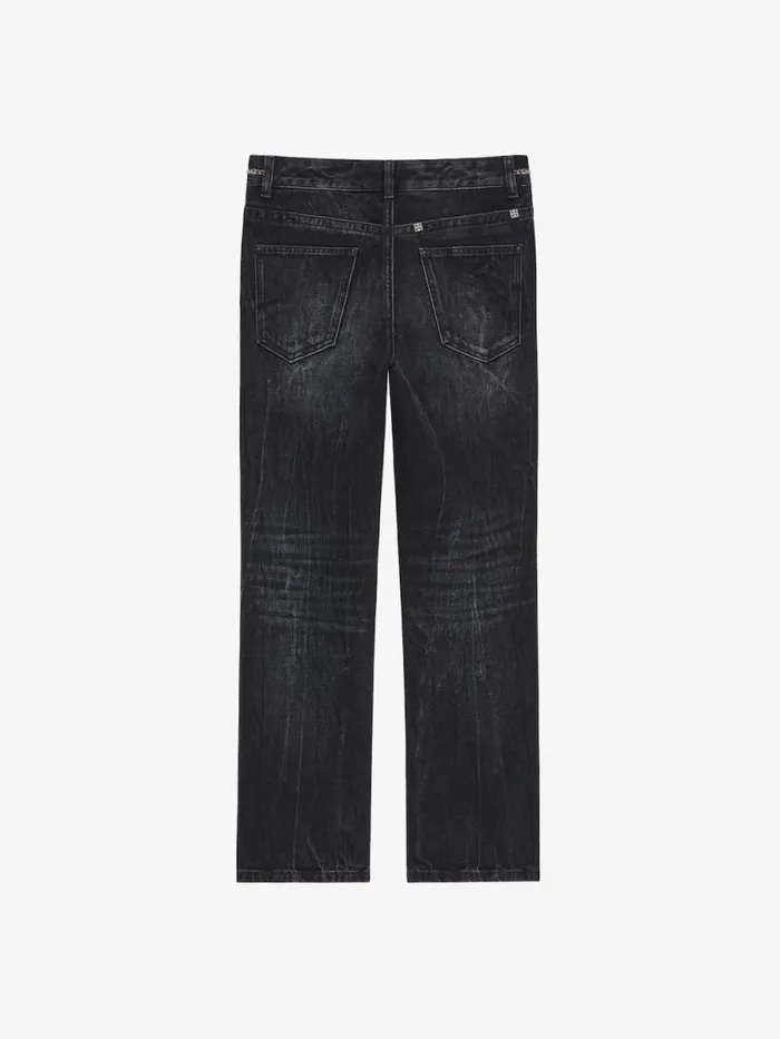 Women Pants and Shorts Givenchy Boot Cut Pants In Denim With Chains Detail Black