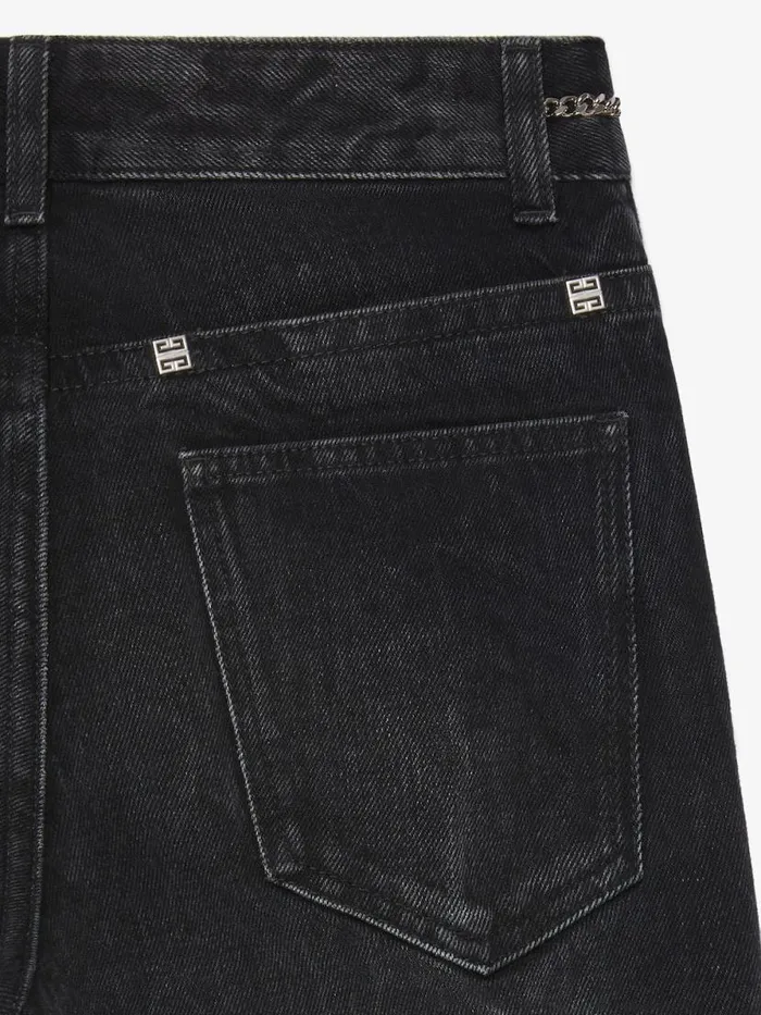 Women Pants and Shorts Givenchy Boot Cut Pants In Denim With Chains Detail Black