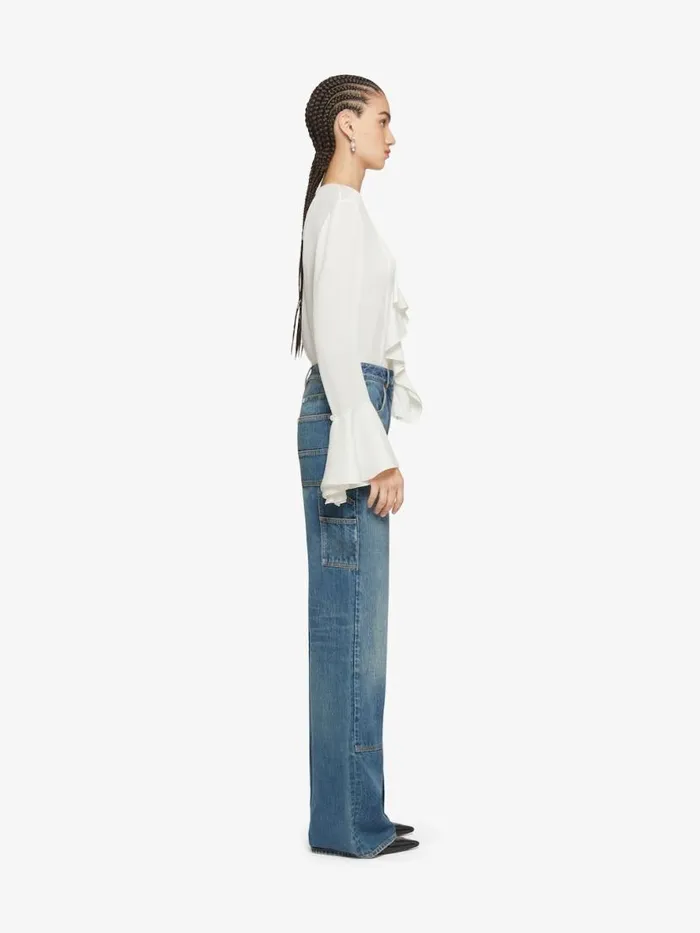 Women Pants and Shorts Givenchy Oversized Jeans In Denim With Patches Deep Blue